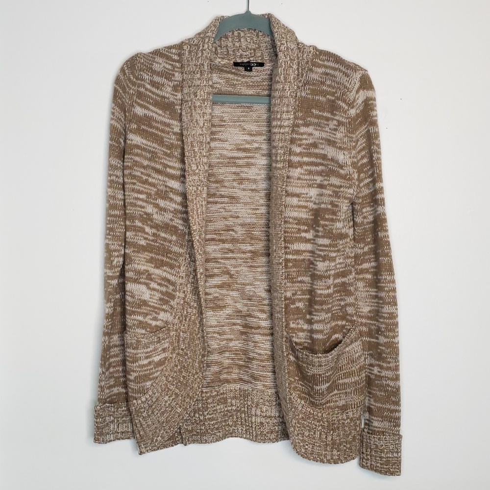 Papermoon S LS Women's Open Cardigan Tan Cream A1